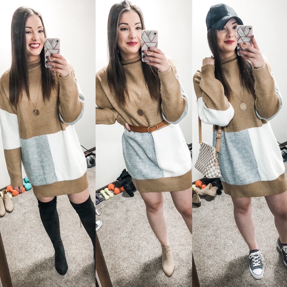 Color-Block Sweater Dress 🤎🍂